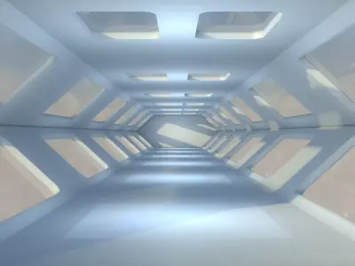 Sci Fi Corridor Low-poly 3D model 5