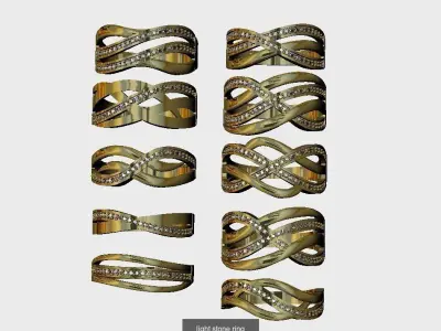 48 pcs light ring with stones 3D Model Pack