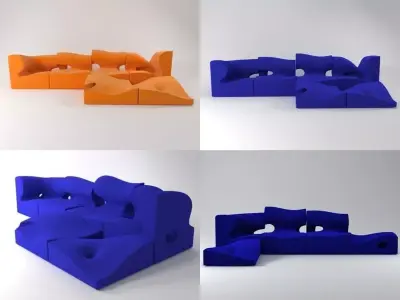 M set of orange and sofas 3D model