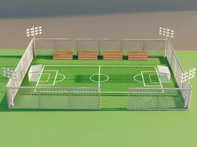 Stylized Low Poly Style Street Soccer Field   3D model