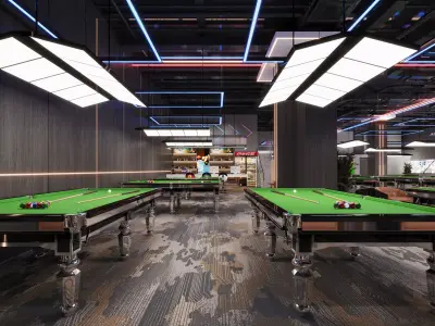 Modern Billiards Hall with Pool Tables 045 3D model