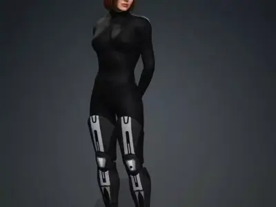 Realistic Rigged Female Sci-Fi Character 3D model