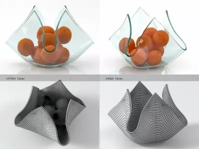 Cartoccio glass bowls with oranges 3D model