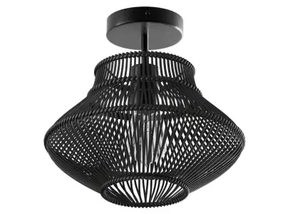 Neher Black Rattan Semi Flush Mount 3D model