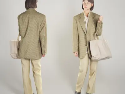 Beautiful young woman in street style 283 Low-poly 3D model