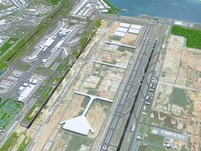 Singapore Changi Airport 10km Low-poly 3D model
