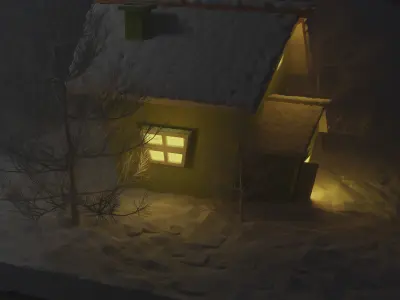 Low Poly Snow House 3D model