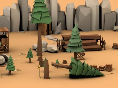 Survival Pack - Low Poly Stylized Forest Environment Low-poly 3D model