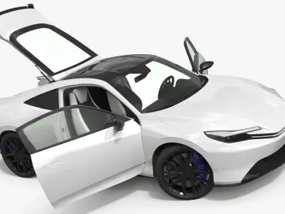  Modern Sports Car Coupe 2026 White Rigged 