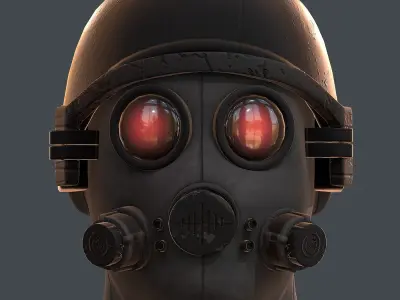 Gas mask helmet 3d model scifi Low-poly  Low-poly 3D model