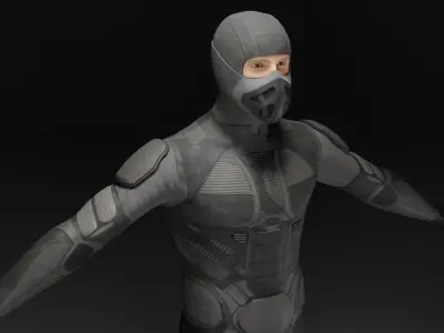 Lowpoly scifi space suit stillsuit character Low-poly 3D model