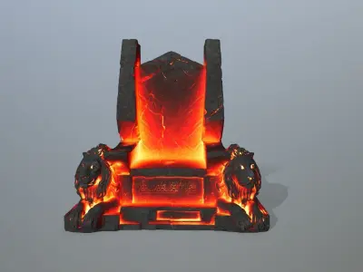 Volcanic Lion Throne Low-poly 3D model
