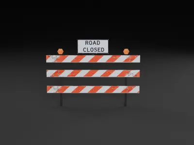 Road Closed Barrier  Destructible Low Poly 3D Model Low-poly 3D model