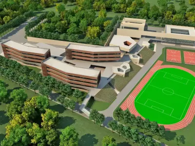 Modern School Campus 3D model