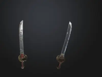 Broken Katanas  Battle Samurai Swords 3D Model Game Ready Low-poly 3D model