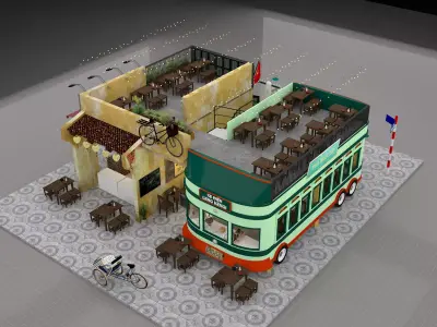 Bus retaurant classic 3D model