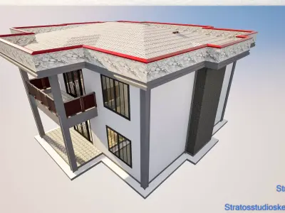 Small Mansion Low-poly 3D model