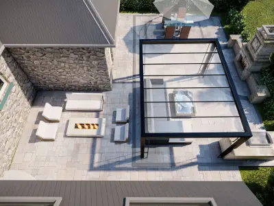 Backyard design of American house sketchup model with lumion 3D model