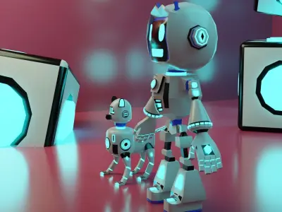 Z-35 Friendly Robot Low-poly 3D model