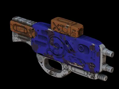 Gun scifi 3d model scifi Low-poly Low-poly 3D model Low-poly 3D model