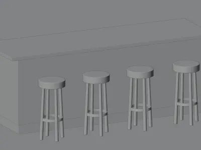 Set bar Stool  3D model