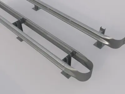 Road Barrier Guardrail Pack Low-poly 3D model