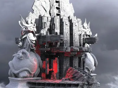 Alien Inquisitor Grand Ship City Kit bash 5 3D model