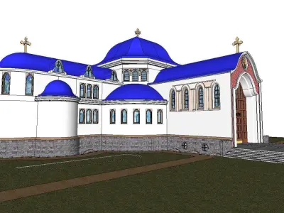 Architecture-Religion-God-Culture-Temple-095 church with domes 3D model