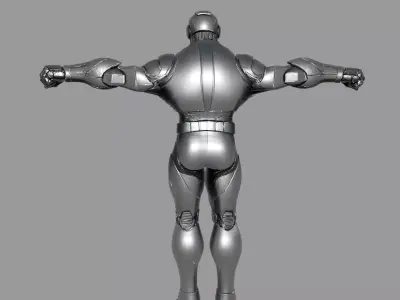 Chrome Cyber Soldier Armor Low-poly 3D model