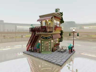 cute cafe modeling 3D model