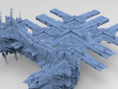 Sci-Fi City dystopia base 2  3D model