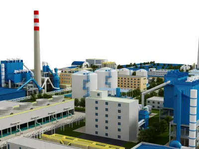Chemical Factory Scene 3D model 3D model