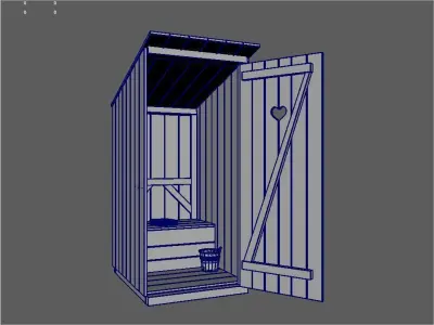 Outhouse wooden cabin 3D model
