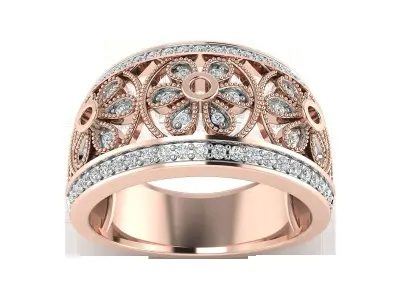 Light Weight Rose Gold Diamond Ring  -R-3890 3D print model