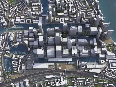 London - Canary Wharf Low-poly 3D model
