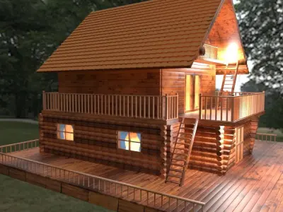 Cabin 3d model log 3D model