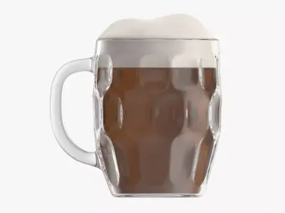 Beer mug with foam 03 3D model