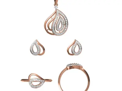 Light wt Ring Earrings Pendant set stl jcd 1-render details 3D print model 47