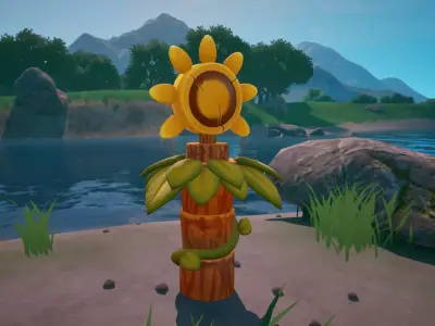 Stylized Sun Totem PBR Game Ready Low-poly 3D model