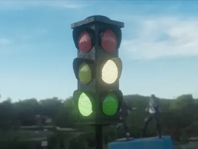 Traffic Light PBR Low-poly 3D model