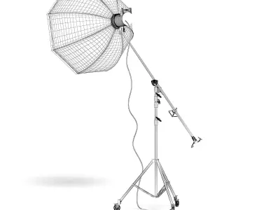 Studio Boom Arm with Softbox 3D Model 3D model