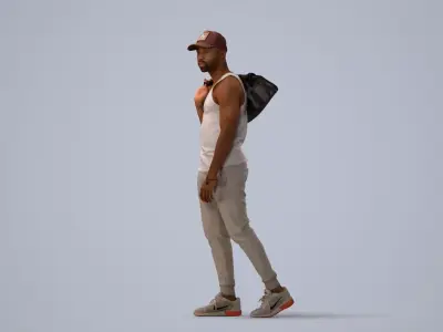 00182Terrell003 - Adult Black male walking through public space 3D model