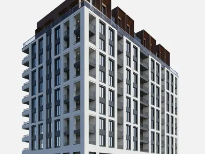 Modern residential building 14 3D model