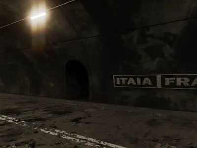 Tunnel with sign that says france Low-poly 3D model