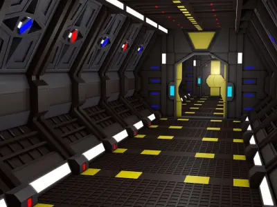 Sci Fi Corridor Low-poly 3D model 23