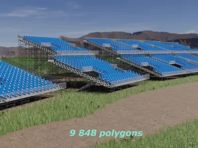 Modular Game Ready Grandstand V2 Low-poly 3D model