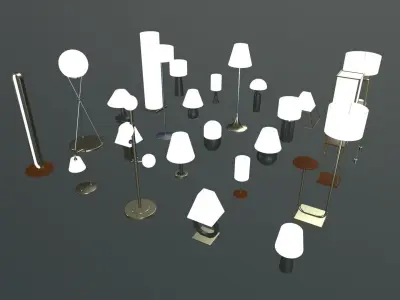 25 Unique Lamps Pack 3D model