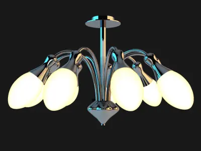 Chandelier modern with six bulbs 3D model