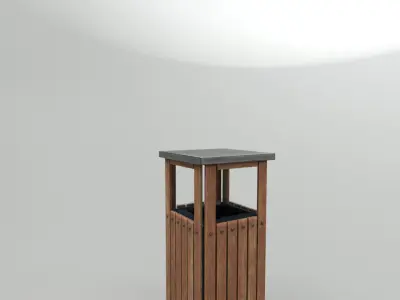 Modern Timber Street bin Vol 07 Game Ready PBR Low-poly 3Dmodel Low-poly 3D model