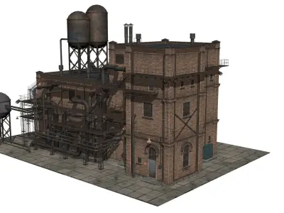 old industrial building  Low-poly 3D model